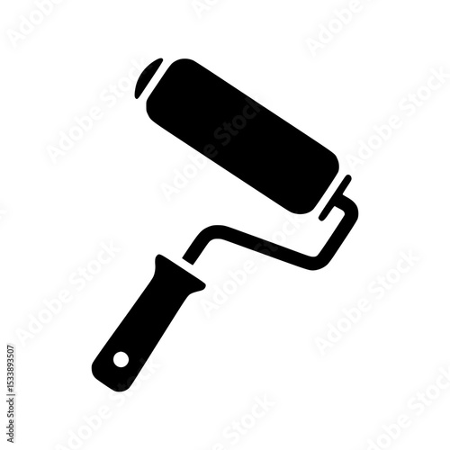 Paint roller icon black silhouette design