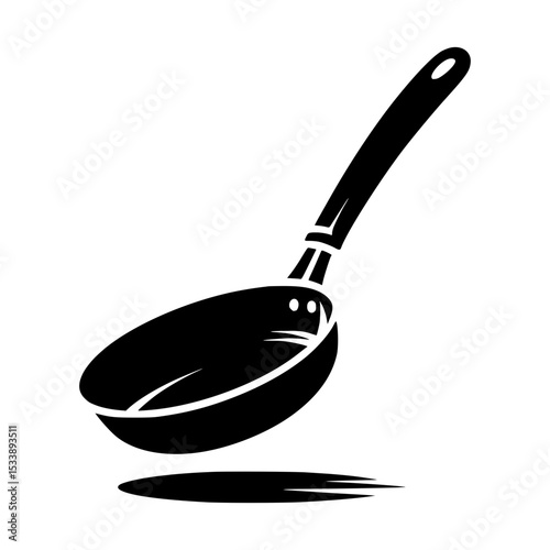Black and white stylized frying pan illustration