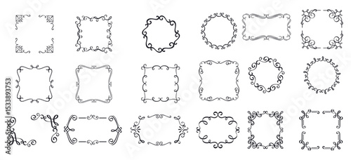 Vintage calligraphic elements. Decorative frames, florish deviders, borders
