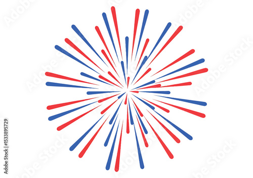 Happy 4th of July Patriotic Red and Blue Firework Burst
