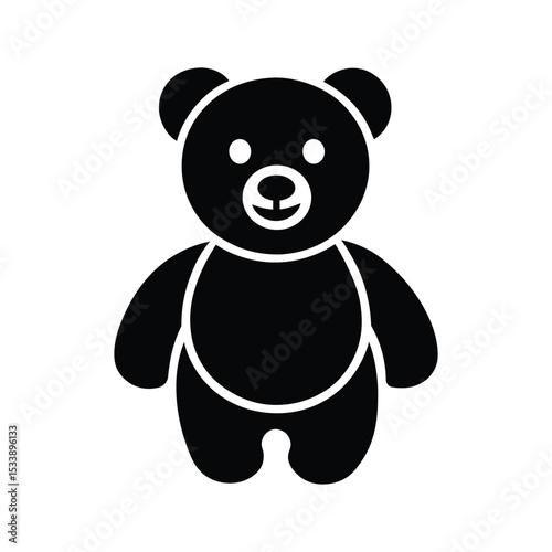 a black and white vector illustration of a cute teddy bear on white background.eps