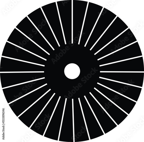 Black radial circular chart, abstract infographic wheel, segmented donut design, modern data visualization, minimal vector shape, infographic diagram template