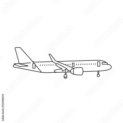 Airplane Wheel Gear Line Vector