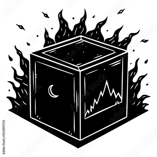 Brooding Box Vector | Generative AI & Linocut Silhouette Design for Poultry Care