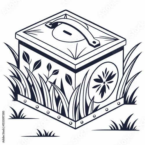 Brooding Box Vector | Generative AI & Linocut Silhouette Design for Poultry Care