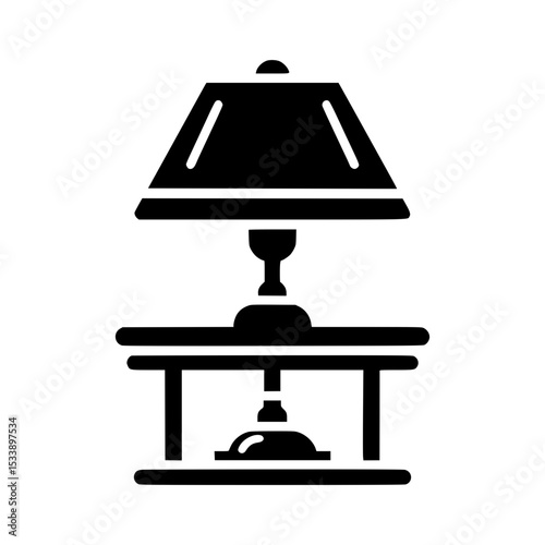 Simple black silhouette table lamp icon