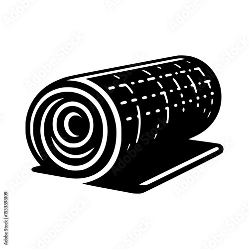 Rolled up carpet flooring material icon