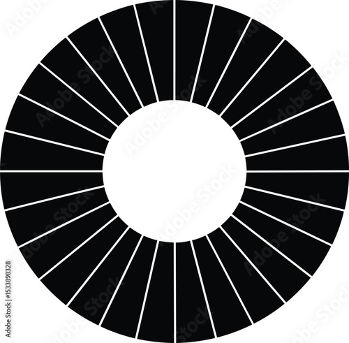 Abstract radial diagram, black circular infographic, modern segmented chart design, infographic wheel with data points, vector chart template