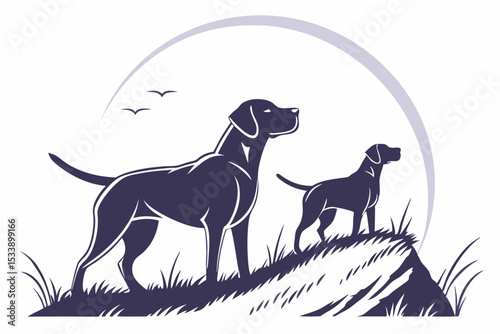 Silhouetted Companions: Labrador Retriever Logo Set