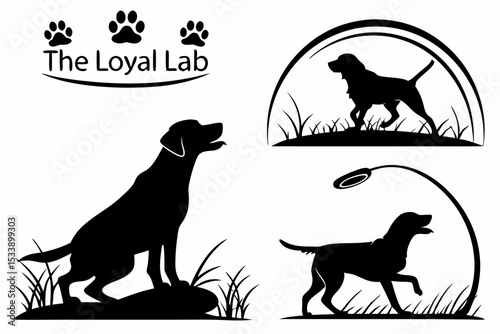The Loyal Lab: Black Silhouette Breed Logo Pack