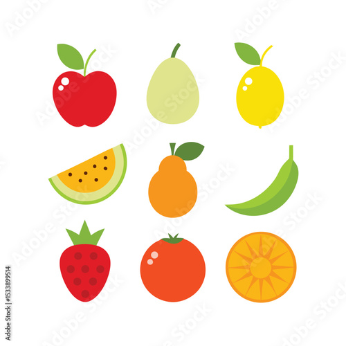 set of fruits and berries