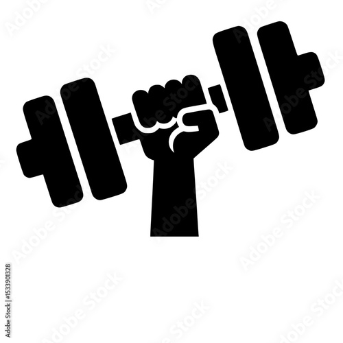Strong hand lifting heavy dumbbell fitness icon