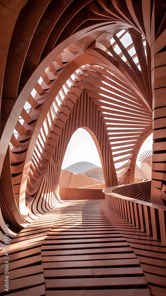 Obraz premium Stunning Architectural Design: Wooden Pavilion Interior