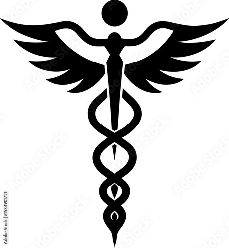 caduceus medical symbol on black background
