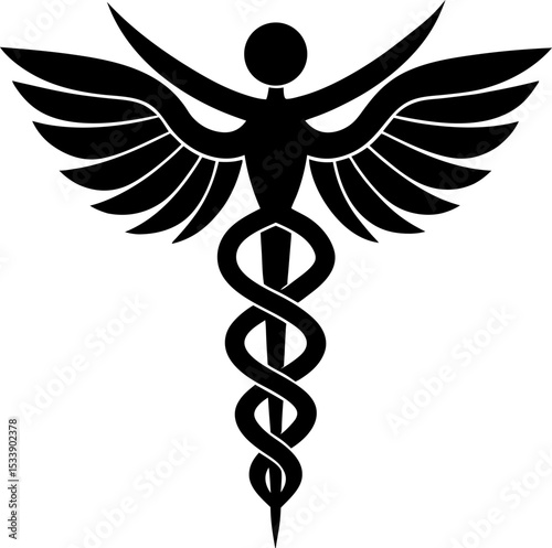 caduceus medical symbol on black background