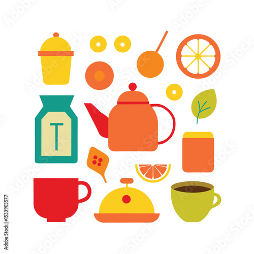 set of tea icons