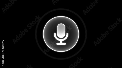 audio microphone icon animation. Voice recording podcast mic microphone button icon.