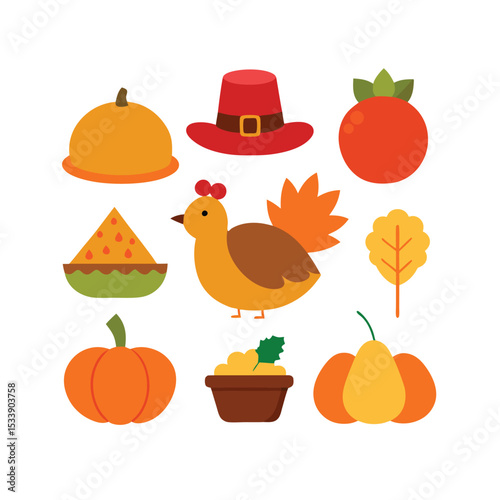 thanksgiving day icons set