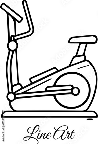 Elliptical Exercise Bike Fitness Equipment Line Art Icon