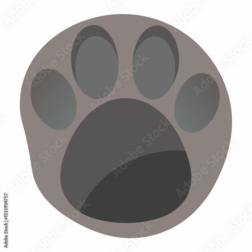 Rounded paw icon with layered depth and slight shadow below toes