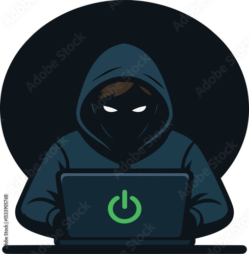 hacker stealing data from laptop