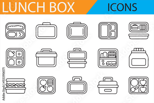 Meal Prep and Lunch Box Icon Collection for Food Storage