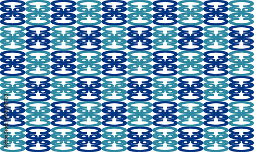 Vintage Round butterfly block green and blue ring with block on white background, design for fabric print or t-shirt paint screening, rectangular parquet patter, checkerboard chessboard 