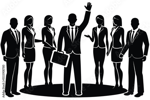 Business team standing together offering support success and opportunity vector illustration