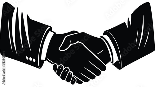 Formal handshake symbolizing partnership agreement and professional collaboration in business vector illustration