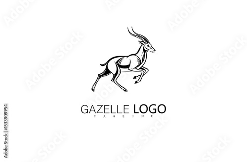 Nimble Jumping Deer Logo Design with Gazelle Silhouette. Sleek Animal Vector Illustration for Branding, Wildlife Identity, Outdoor Brand Concept, or Nature Logo Design for Elegant Business Icon.

