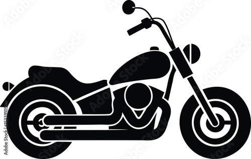 Chopper motorcycle icon – vector silhouette of custom long-fork bike with vintage design style