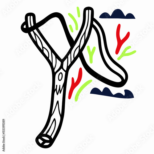 Cartoon Wooden Sling Shot Illustration