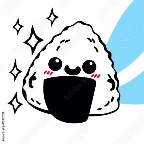 Cute Cartoon Onigiri Rice Ball Illustration