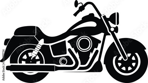 Cruiser motorcycle icon – vector silhouette of classic heavy bike with retro touring design