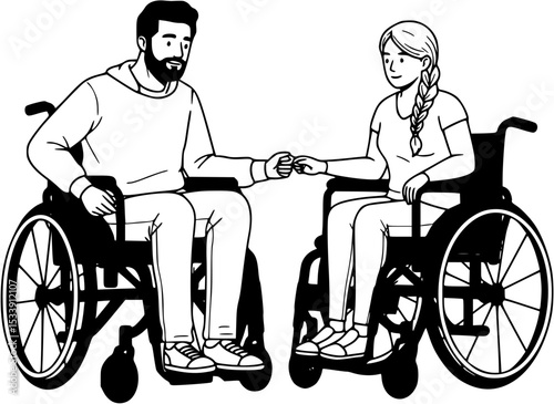 disabled couple in wheelchair
