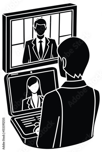 Business people in virtual video conference and online meeting with colleague