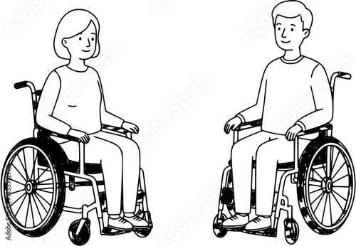 disabled young couple in wheelchair
