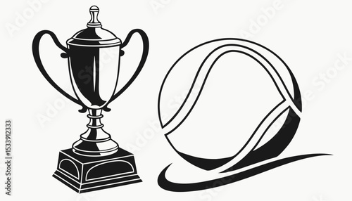 A realistic 3D rendering of a tennis trophy with a sleek design and polished surface, set against a white background         