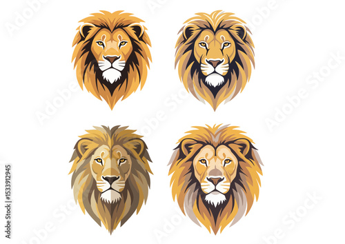 Lion head illustration with stylized mane and confident expression, symbolizing strength and pride