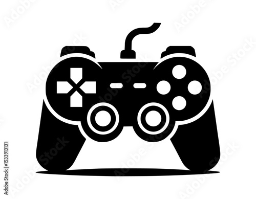 Classic Game Controller: A Simple, Black and White Vector Illustration
