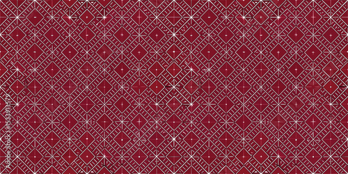 Elegant red geometric pattern with white accents, perfect for textiles or backgrounds.