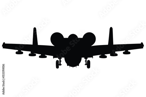 Striking Silhouette of A10 Thunderbolt II Detailed Aviation Art Illustration Design