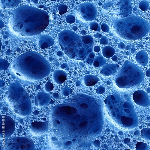 Abstract blue sponge texture background with holes and porous surface detail