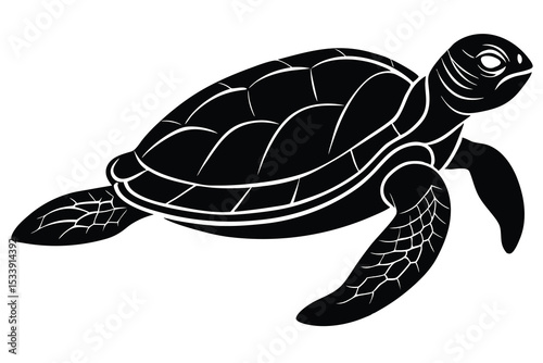 Stylized Black Sea Turtle Illustration Simple Design for Creative Projects