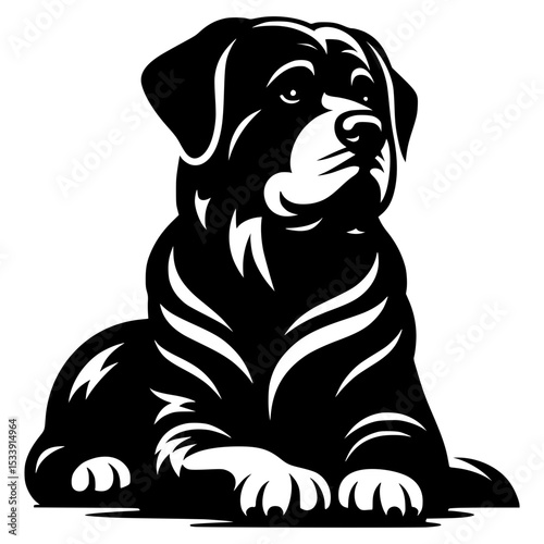 Majestic rottweiler dog breed in black silhouette