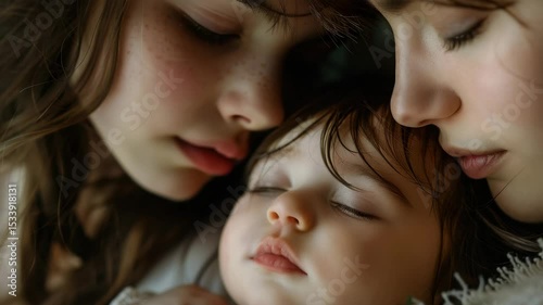Mother and child bond captured in close embrace, showcasing love and tenderness in soft lighting