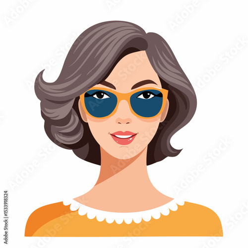 Young beautiful fashion woman with sunglasses Abstract female face, retro style
