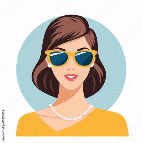 Young beautiful fashion woman with sunglasses Abstract female face, retro style