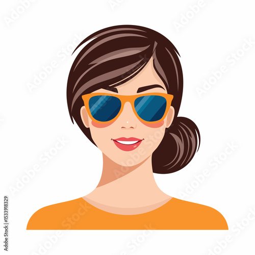 Young beautiful fashion woman with sunglasses Abstract female face, retro style