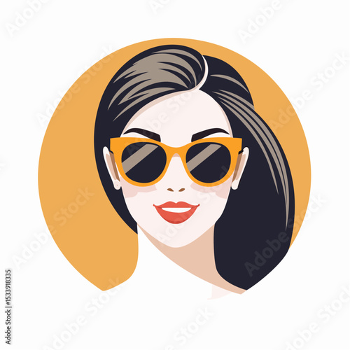 Young beautiful fashion woman with sunglasses Abstract female face, retro style